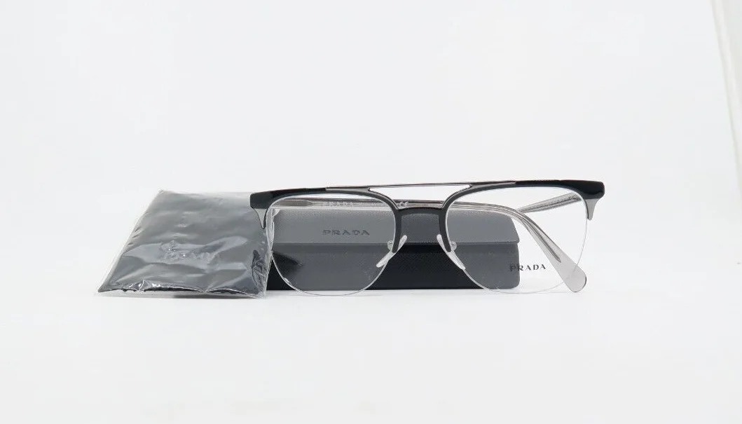 Prada VPR 63U 1AB-1O1 54mm Black and Silver Semi Rimless New Men